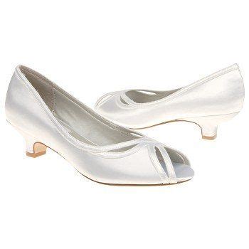 Wedding Shoes Low Wedge 1 Inch Heel Flowers Crystals,Short Heel,White