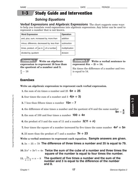1 4 Study Guide And Intervention Writing Linear Equations Answer Key