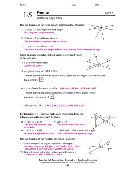 grapefruitwebdesign 1 5 Angle Relationships Answer Key