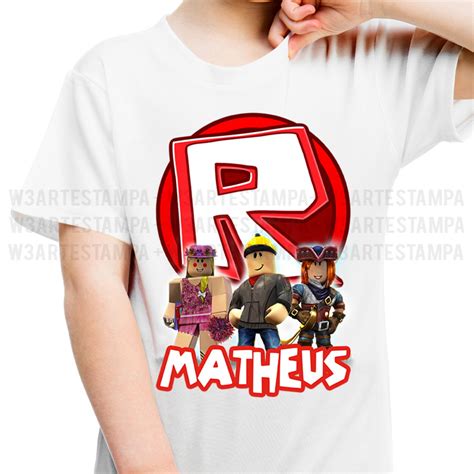 1 Camiseta Roblox blusa Infantil camisa seu Nome Roblox jogo