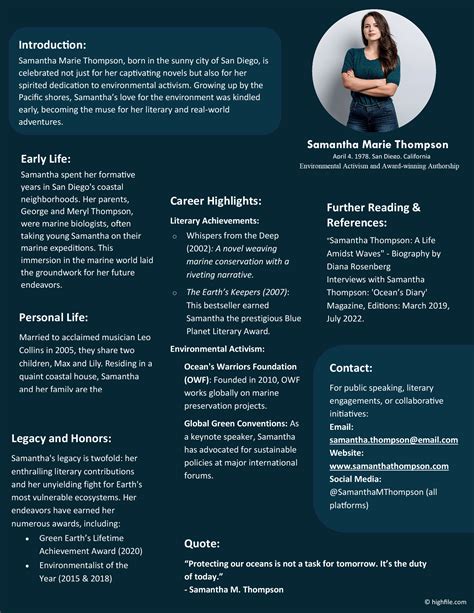 1 Page Biography Template