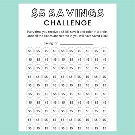1 Savings Challenge Free Printable