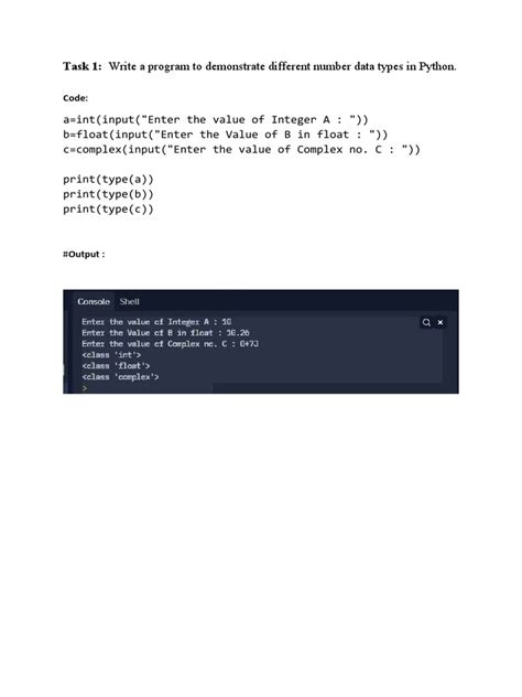 1 write a program to demonstrate different number data types in python