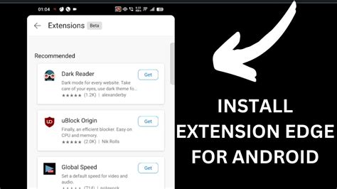 1.  Install Extensions in Edge for Android