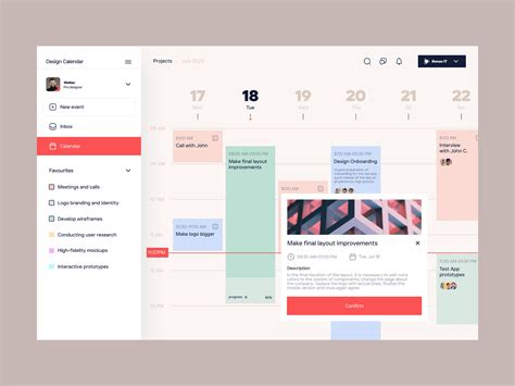 1. Calendar interface
