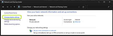 1. Change Adapter Settings