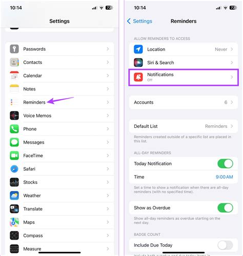 1. Check notifications settings for Reminders app