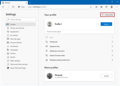 1. Create multiple profiles on Microsoft Edge