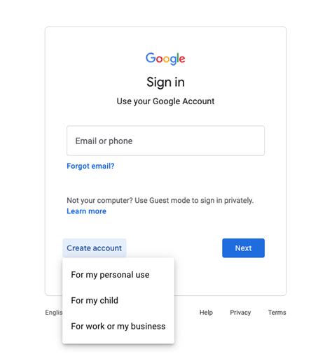 1. Create or sign in to your Google Account