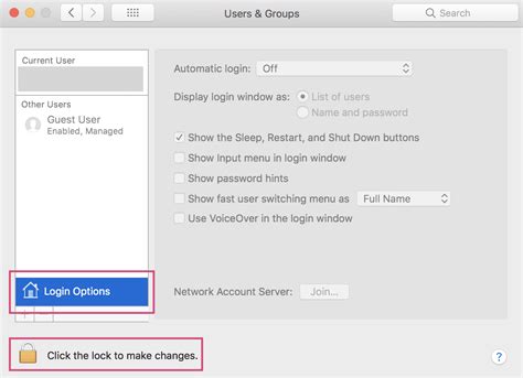 1. Disable Automatic login on Mac
