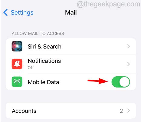 1. Enable Mobile Data for Mail