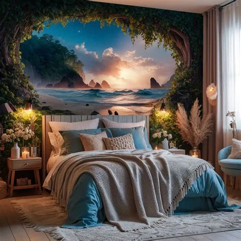 1. Enhance a romantic bedroom with a mural