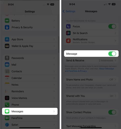 1. Ensure iMessage is enabled