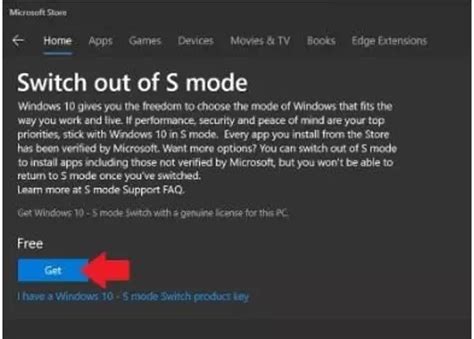 1. Switch Out of S Mode Using Microsoft Store Page Link