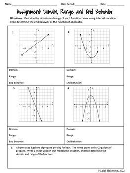 1.1 Domain Range And End Behavior Homework And Practice Answers