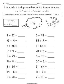 1.NBT.4 Adding within 100 First Grade Common Core Math Worksheets