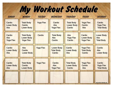 10 Minute Trainer Workout Calendar