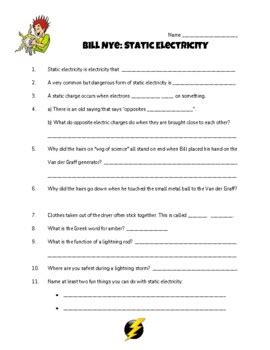 10++ Bill Nye Electricity Worksheet
