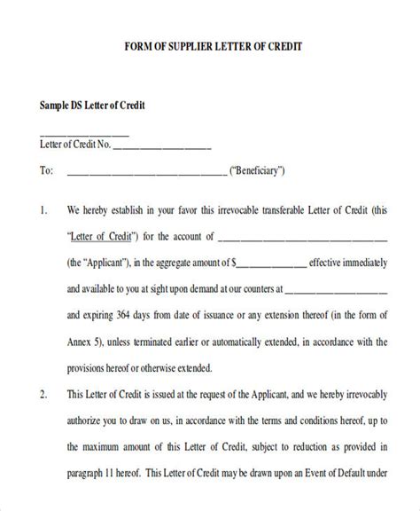 10+ Letter of Credit Samples – PDF, Word, Pages | Sample Templates