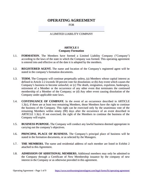 10+ Sample Operating Agreements – PDF, Word | Sample Templates