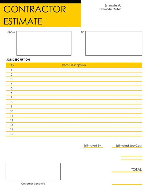 10 Best Printable Estimate Templates - printablee.com