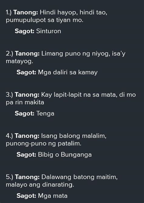 10 Examples Of Riddles With Answers Tagalog