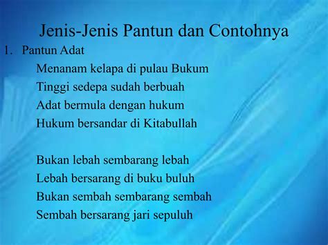 10 Jenis Pantun Dan Contohnya