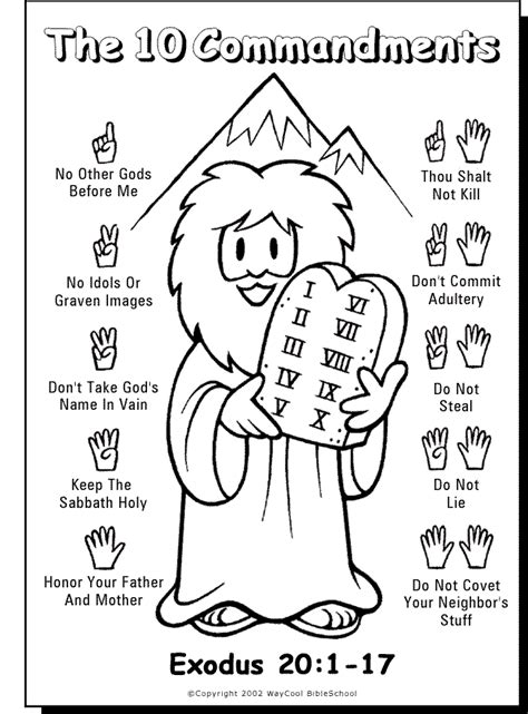 10 Commandments Colouring Pages