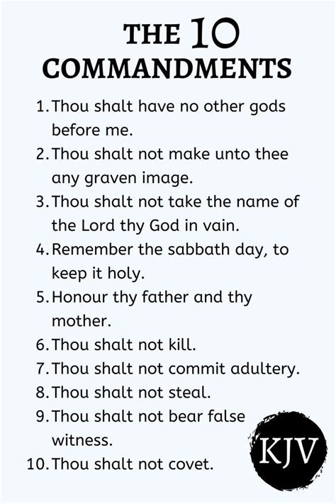 10 Commandments In Order