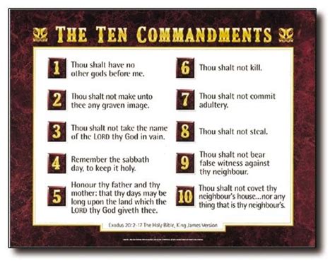 10 commandments list in order kjv