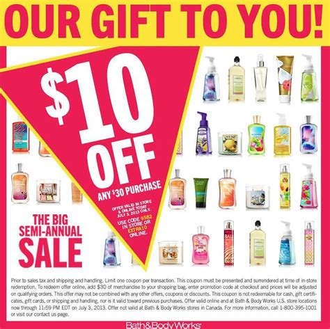 10 dollars off bath and body works coupons