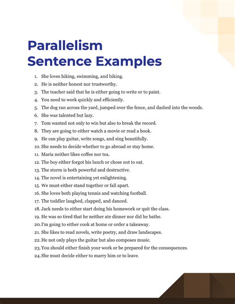 10 example of parallel sentence