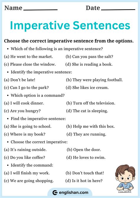 10 examples of imperative sentences with answers