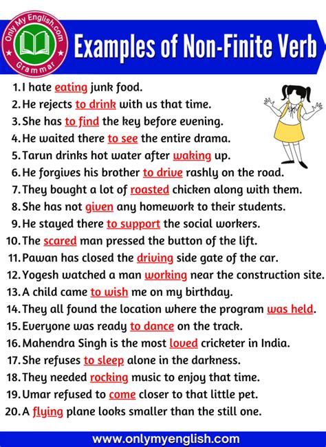 10 examples of non finite verbs