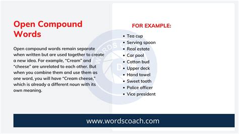 10 examples of open compound words with answers
