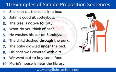 10 examples of preposition sentences with answers