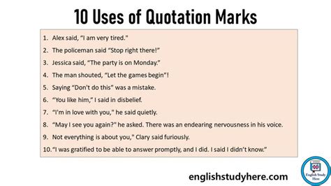 10 examples of quotation marks