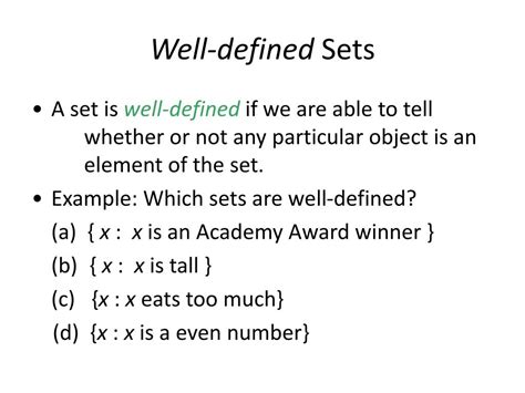 10 examples of well defined sets