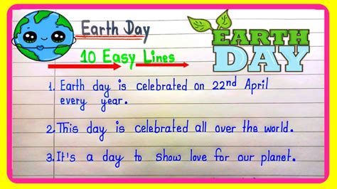 10 lines about earth day for class 3