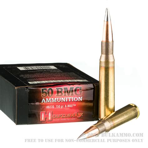 10 Rounds Of Bulk 50 BMG Ammo By Hornady - 750gr A-MAX Match