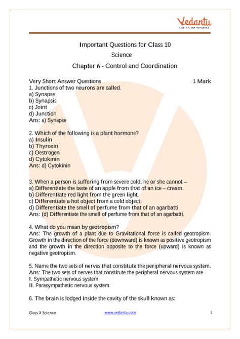 10 std important questions in science