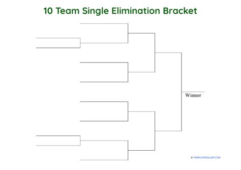 10 Team Single Elimination Bracket Fillable