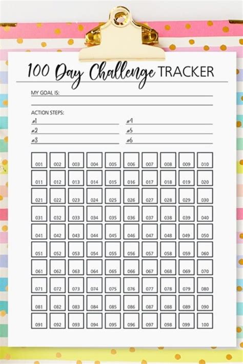 100 Days Challenge Chart Printable