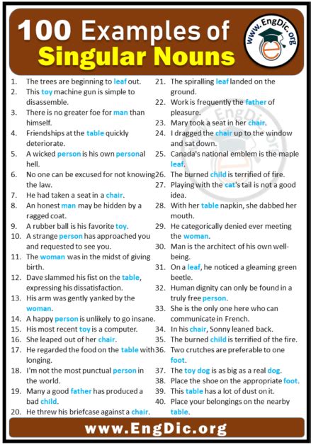 100 examples of singular and plural sentences with answers pdf