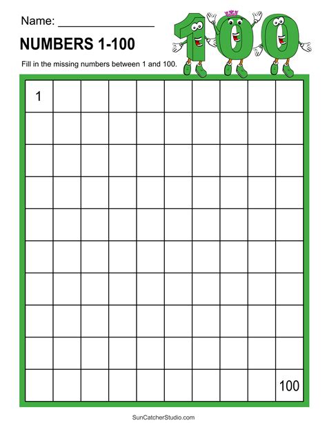 100 Number Chart Printable Blank