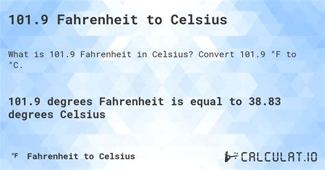 101 9 Fahrenheit To Celsius Fever