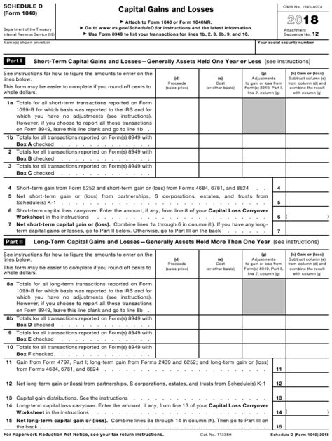1040 irs tax forms schedule d
