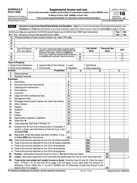 1040 irs tax forms schedule e