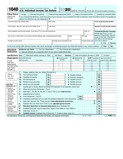 1040 tax form 2020 pdf