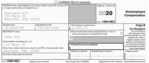 1099 Nec Template For Preprinted Forms